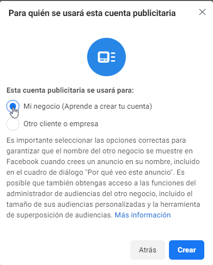 Para quien será la cuenta publicitaria